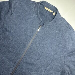 Soft Surroundings Zip Up Knit Jacket Blue Stretch Cotton Womens XL Cozy